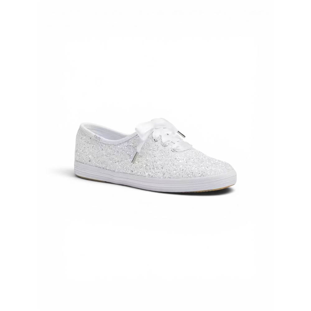 Sparkling White Women's Glitter Lace-Up Sneaker